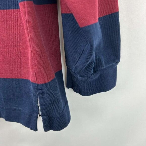 VTG Lands' End Shirt Men's L 42-44 Red Navy Striped Rugby Direct Merchants - Picture 14 of 16